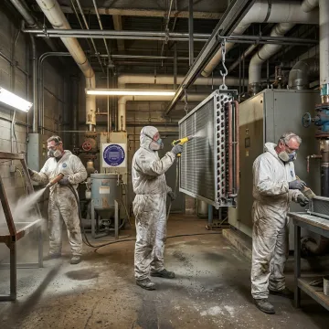 Industrial coating contractor applying protective coating