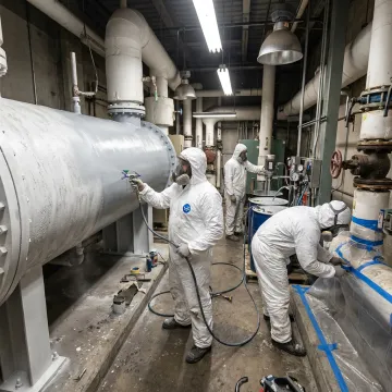 Industrial coating crew applying protective coating