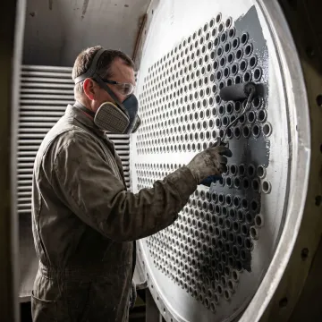 Technician coating industrial heat exchanger