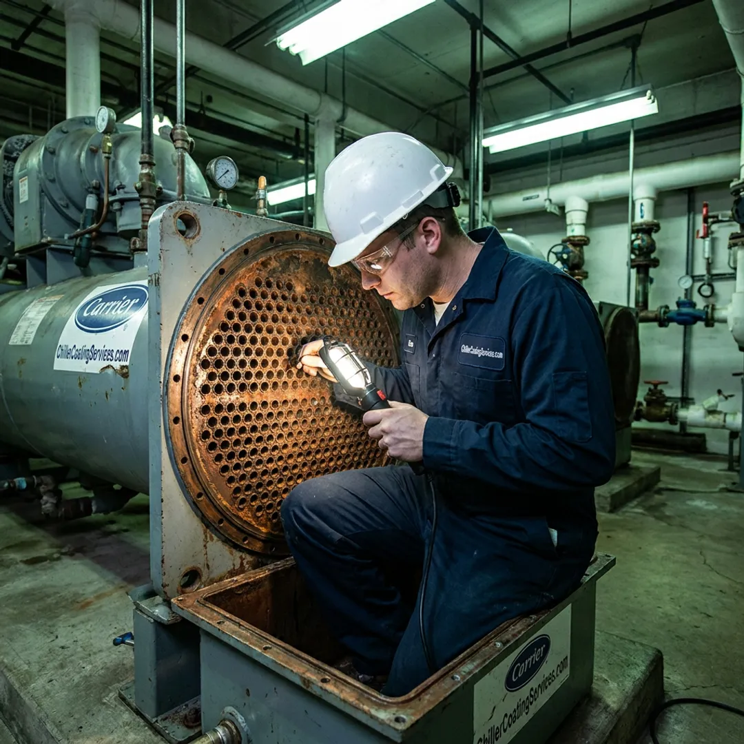 Industrial chiller tube sheet inspection