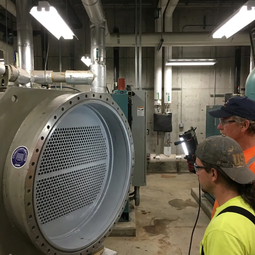 Restored chiller tube sheet and heat exchanger
