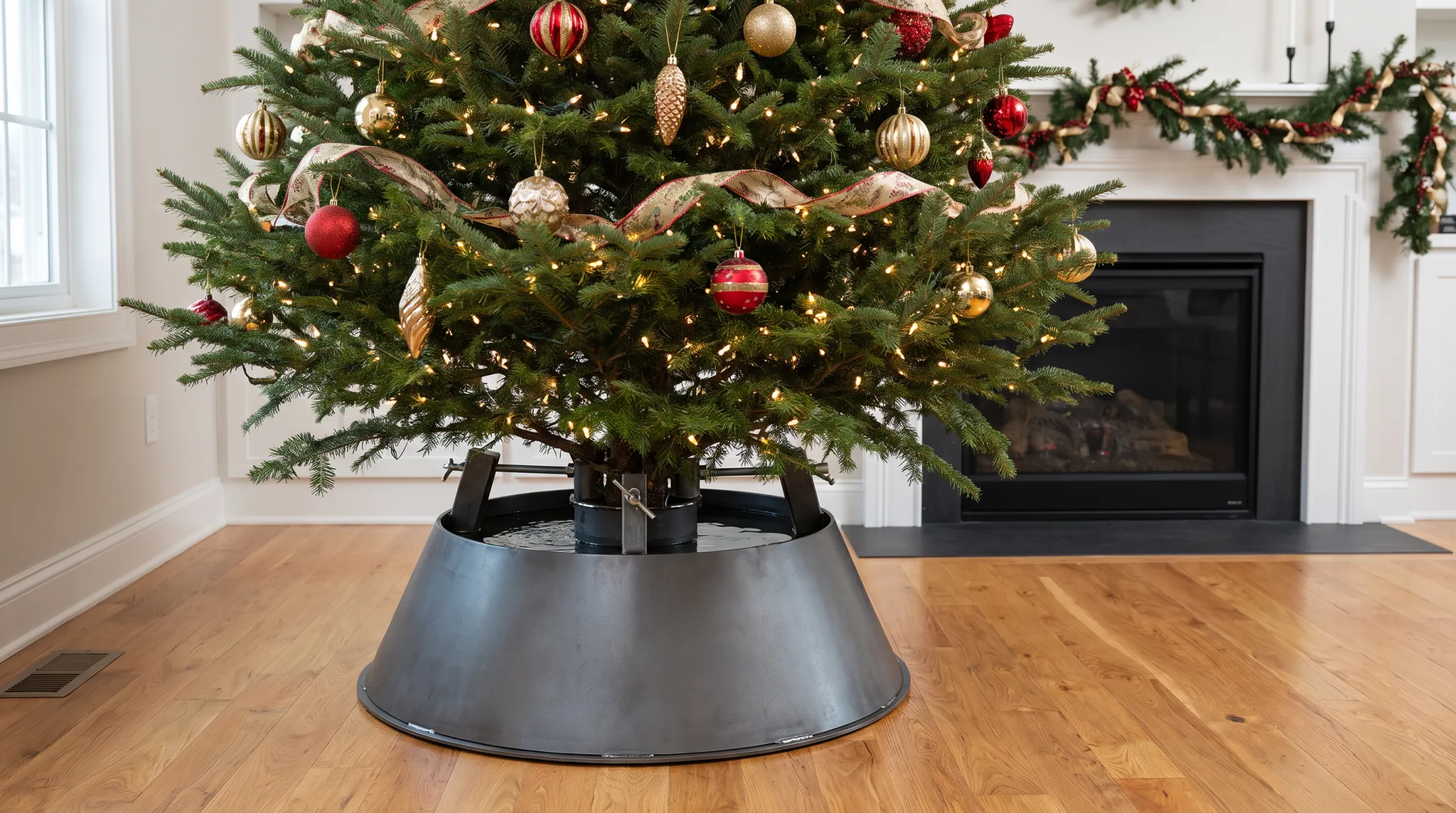 Bowling's Last Stand steel Christmas tree stand product display