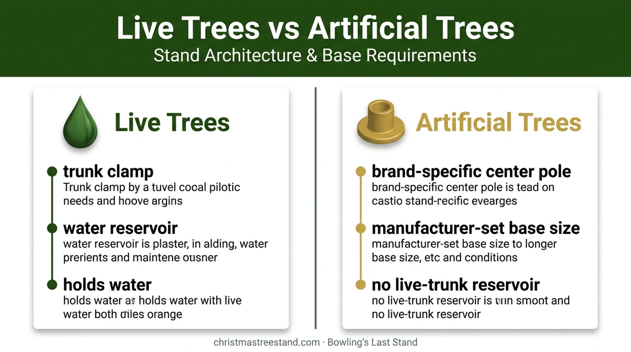 Live versus artificial Christmas tree base requirements comparison