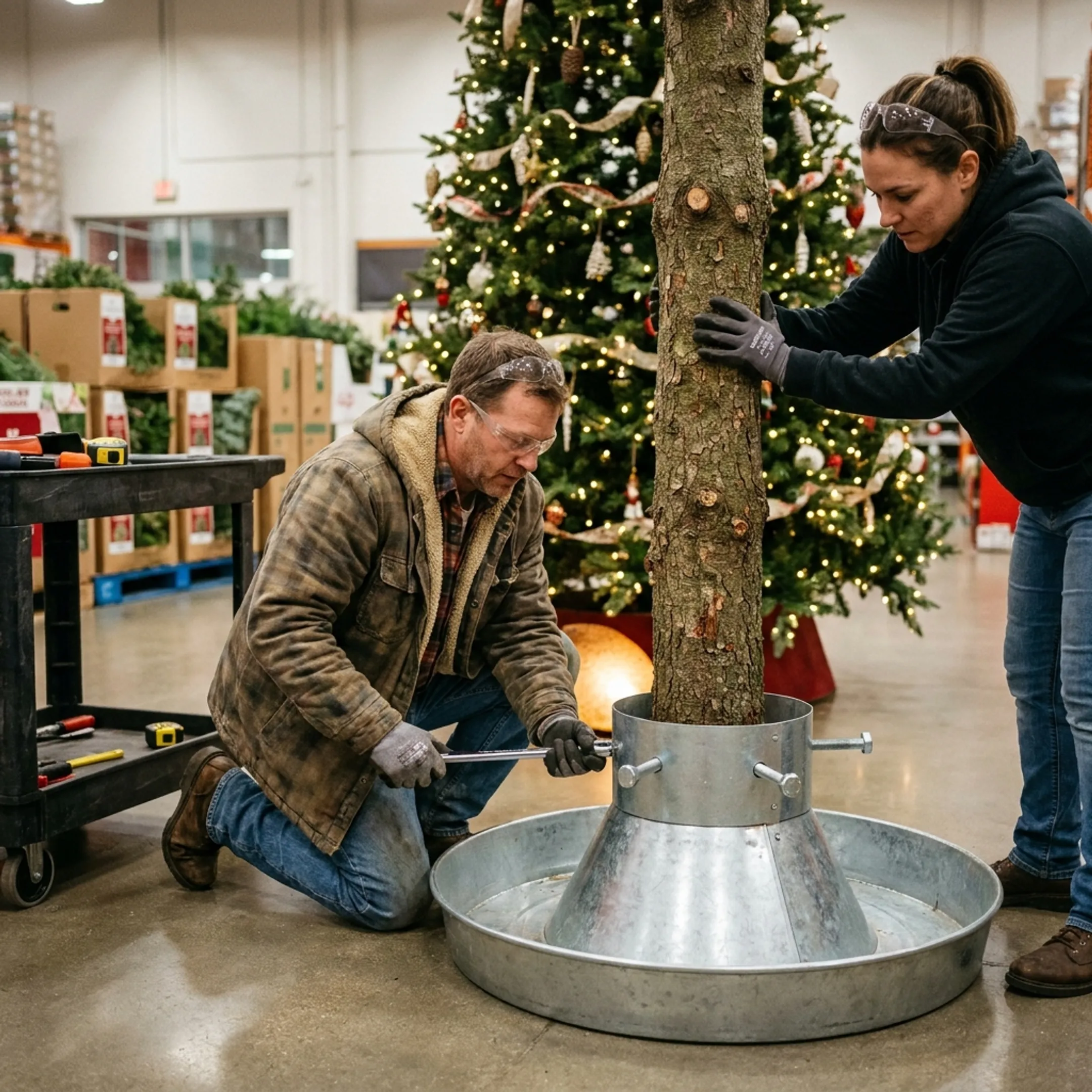 Commercial Christmas tree installation