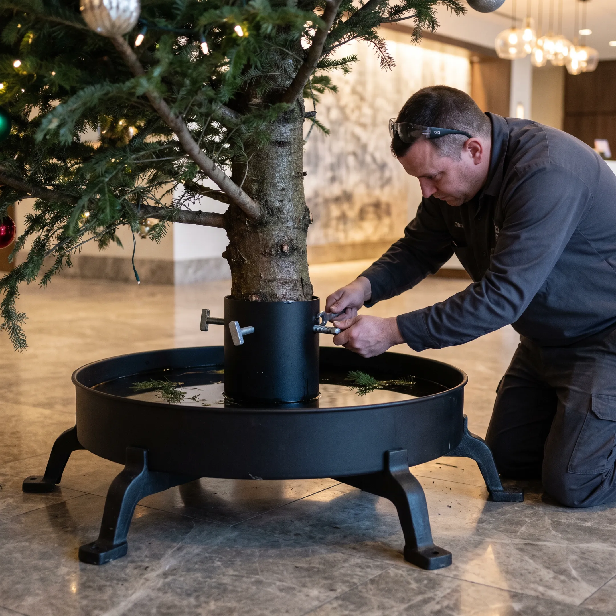 Commercial Christmas tree installation