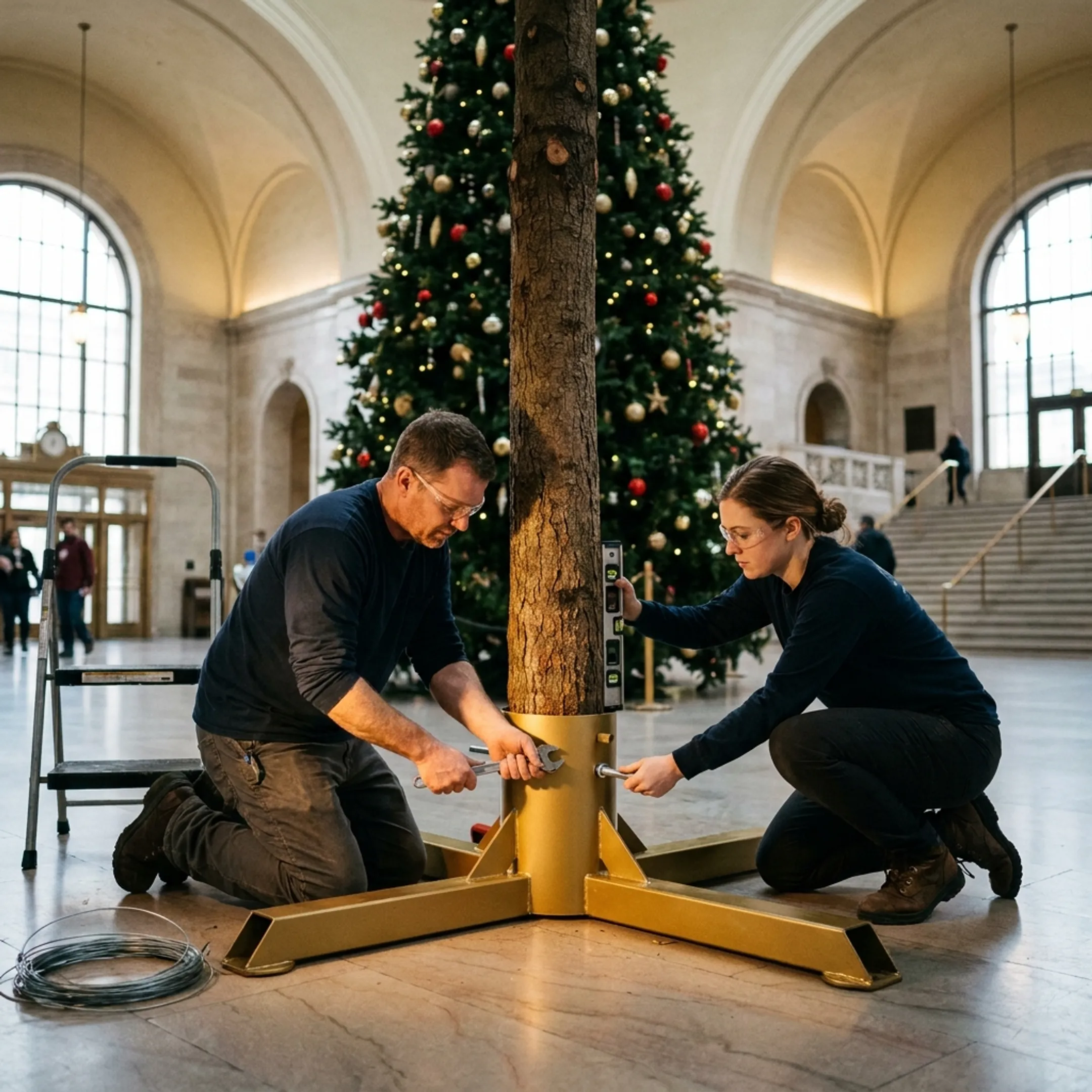 Large Christmas tree installation