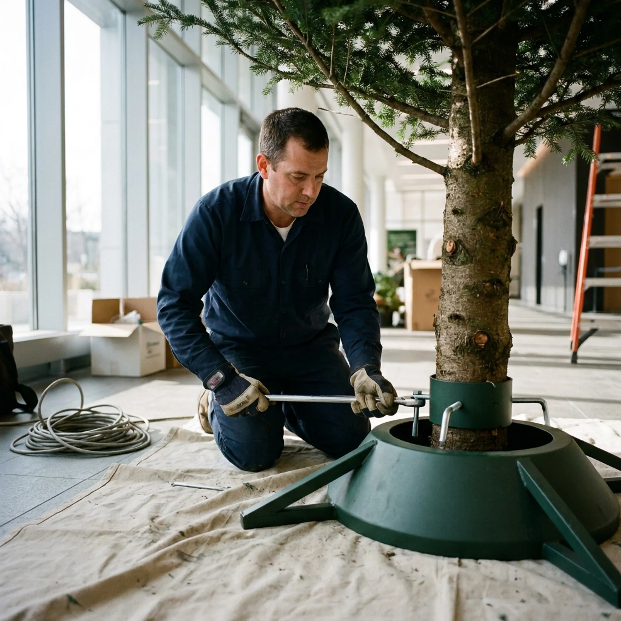 Commercial Christmas tree installation