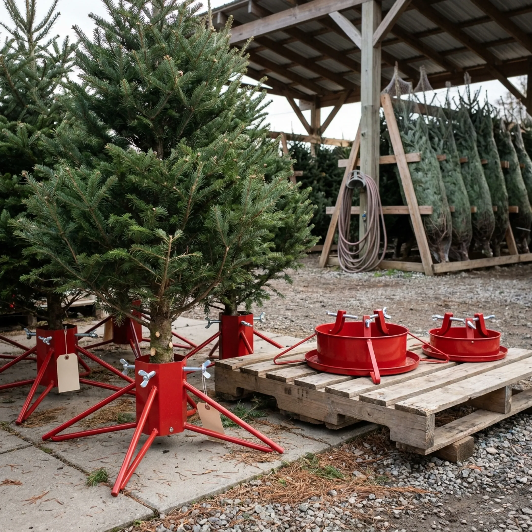 Christmas tree retail setup