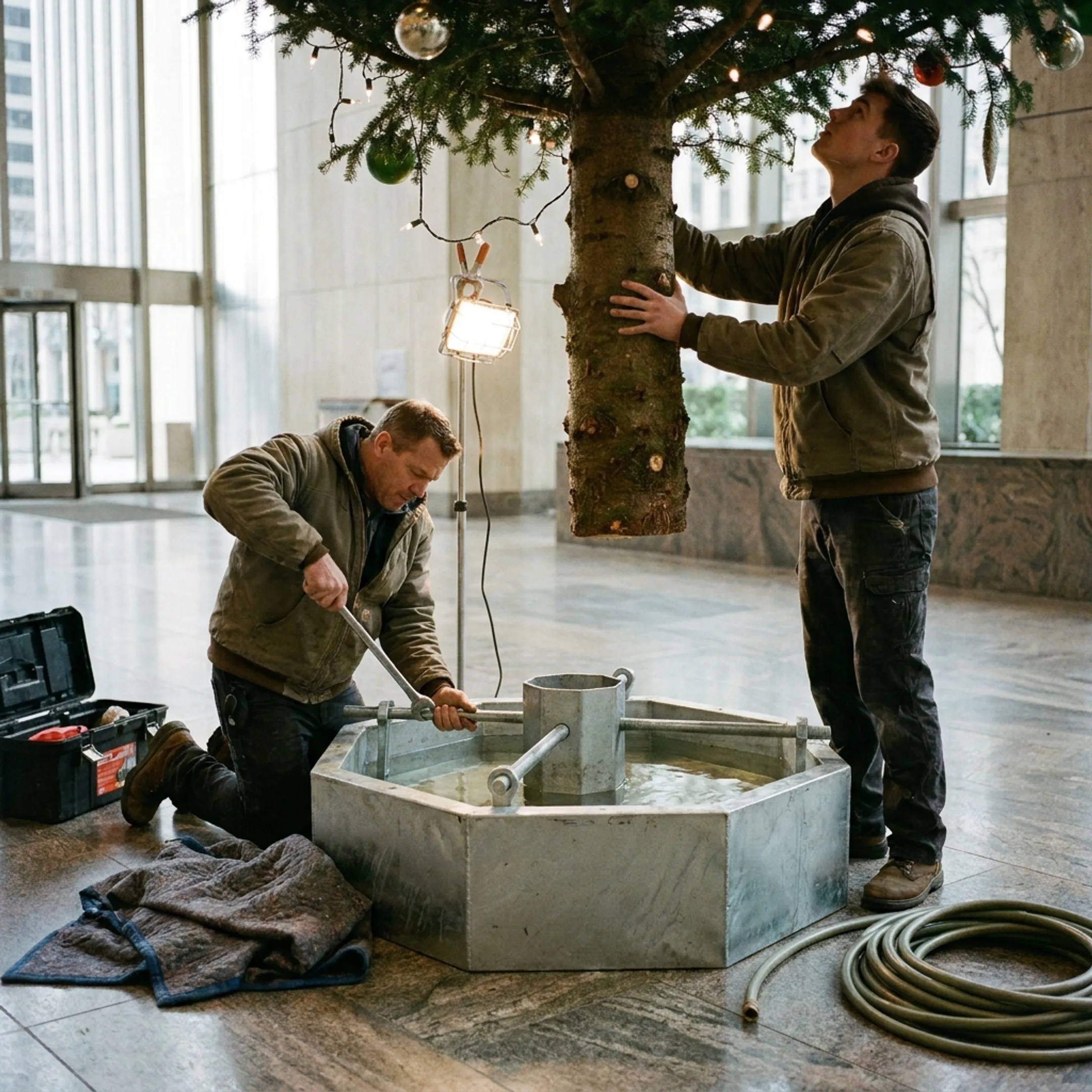 Tall Christmas tree installation