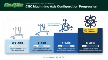 2.5-axis to 5-axis CNC milling complexity and cost progression chart