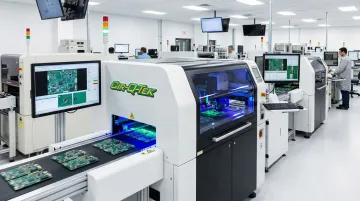 SMT production line with inline AOI and X-ray inspection stations