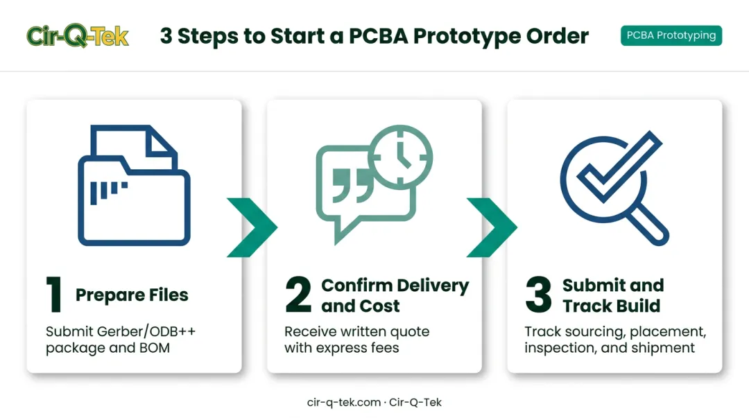 Three-step PCBA prototype ordering process from files to shipment