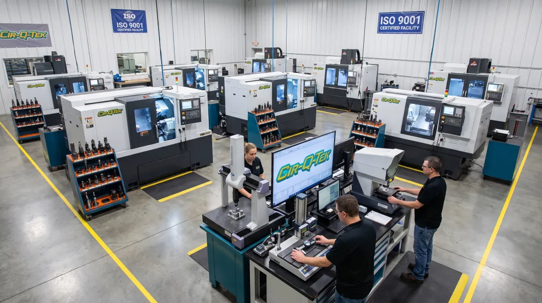 Cir-Q-Tek certified CNC machining facility with quality inspection equipment