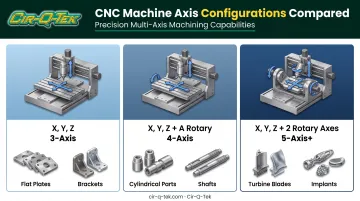 3-axis 4-axis and 5-axis CNC machine configuration comparison chart
