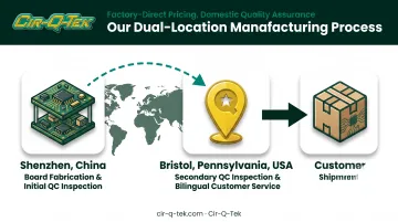 Hybrid manufacturing workflow between Shenzhen production and Bristol quality control