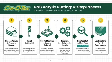 6-step process flow for cutting acrylic on a CNC router