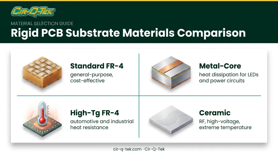 Comparison of FR-4 metal-core high-Tg and ceramic PCB substrates