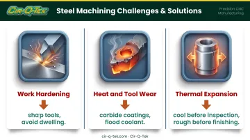 Three key CNC steel machining challenges and prevention solutions