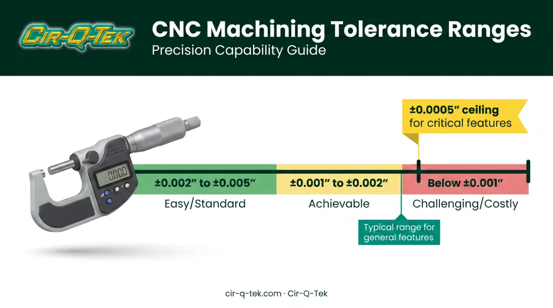 CNC machining tolerance ranges from standard to ultra-precision comparison