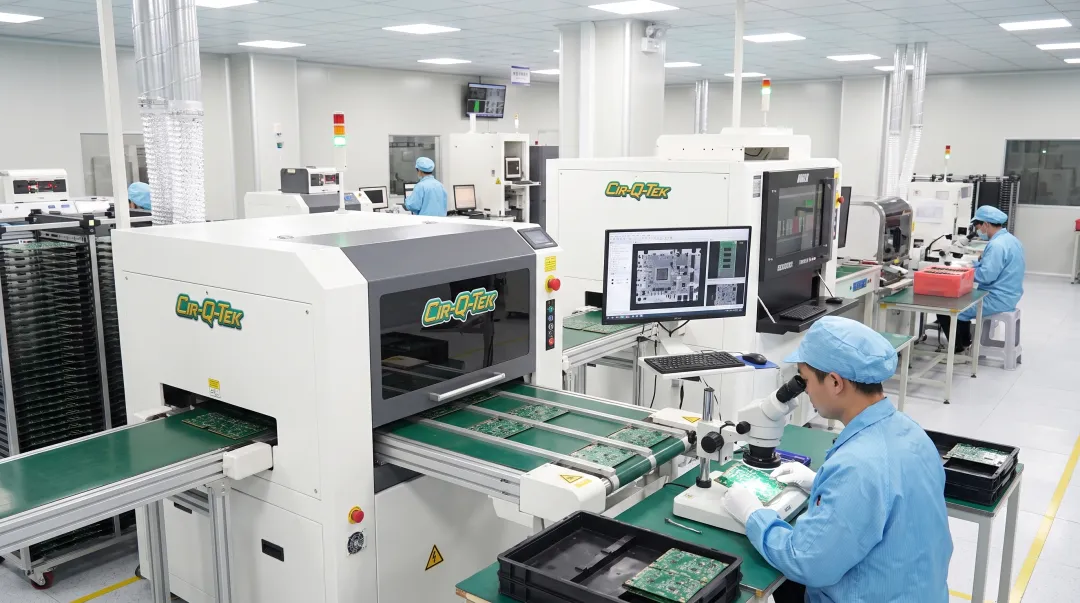 ISO-certified PCB manufacturing facility performing AOI and X-ray inspection