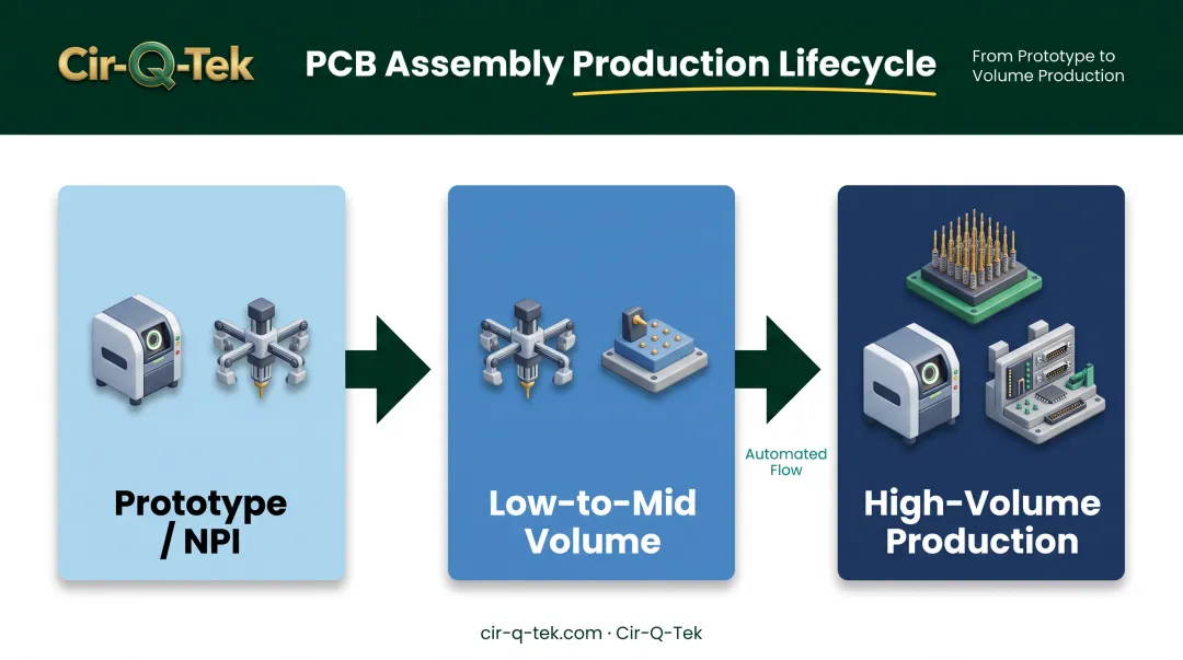 PCBA testing method selection guide across prototype low-volume and high-volume stages