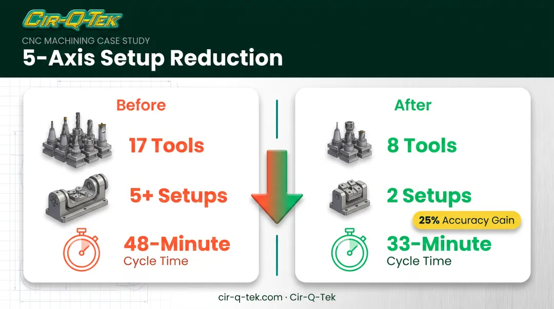 5-axis CNC machining setup reduction case study before after comparison