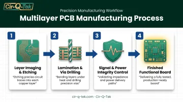 4-stage multilayer PCB manufacturing process from etching to finished board