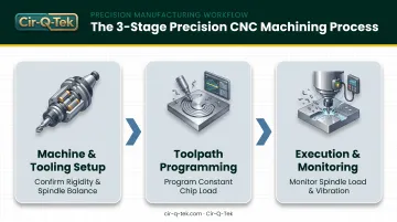 3-step high-speed machining process from setup to monitoring