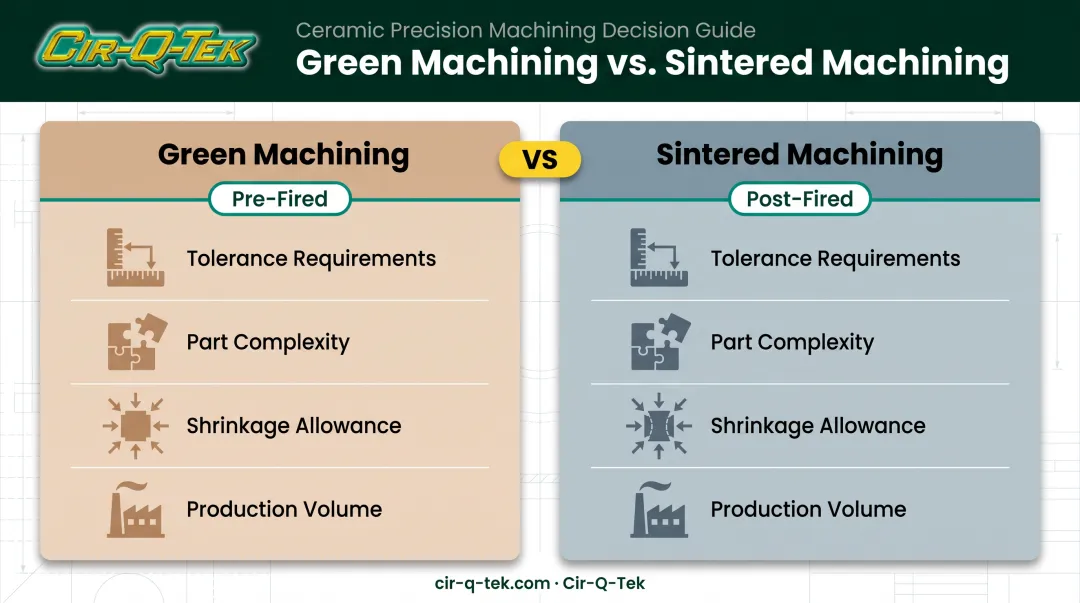 Green versus sintered ceramic machining decision factors comparison chart