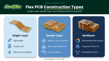 Single-layer double-layer and multilayer flex PCB construction comparison chart
