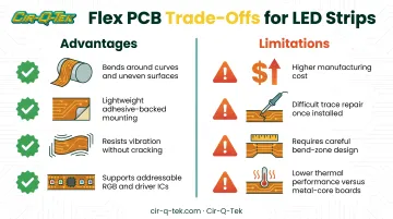 Flex PCB advantages versus limitations comparison for LED strip applications