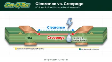 Clearance versus creepage distance comparison on PCB cross-section