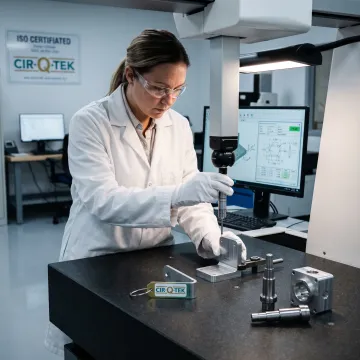 Precision machined components being inspected