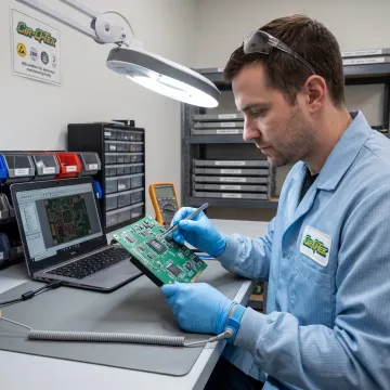 Engineer reviewing a PCB assembly design