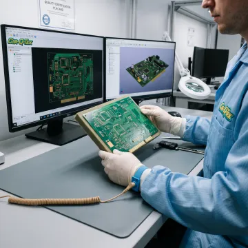PCB specialist reviewing board fabrication files