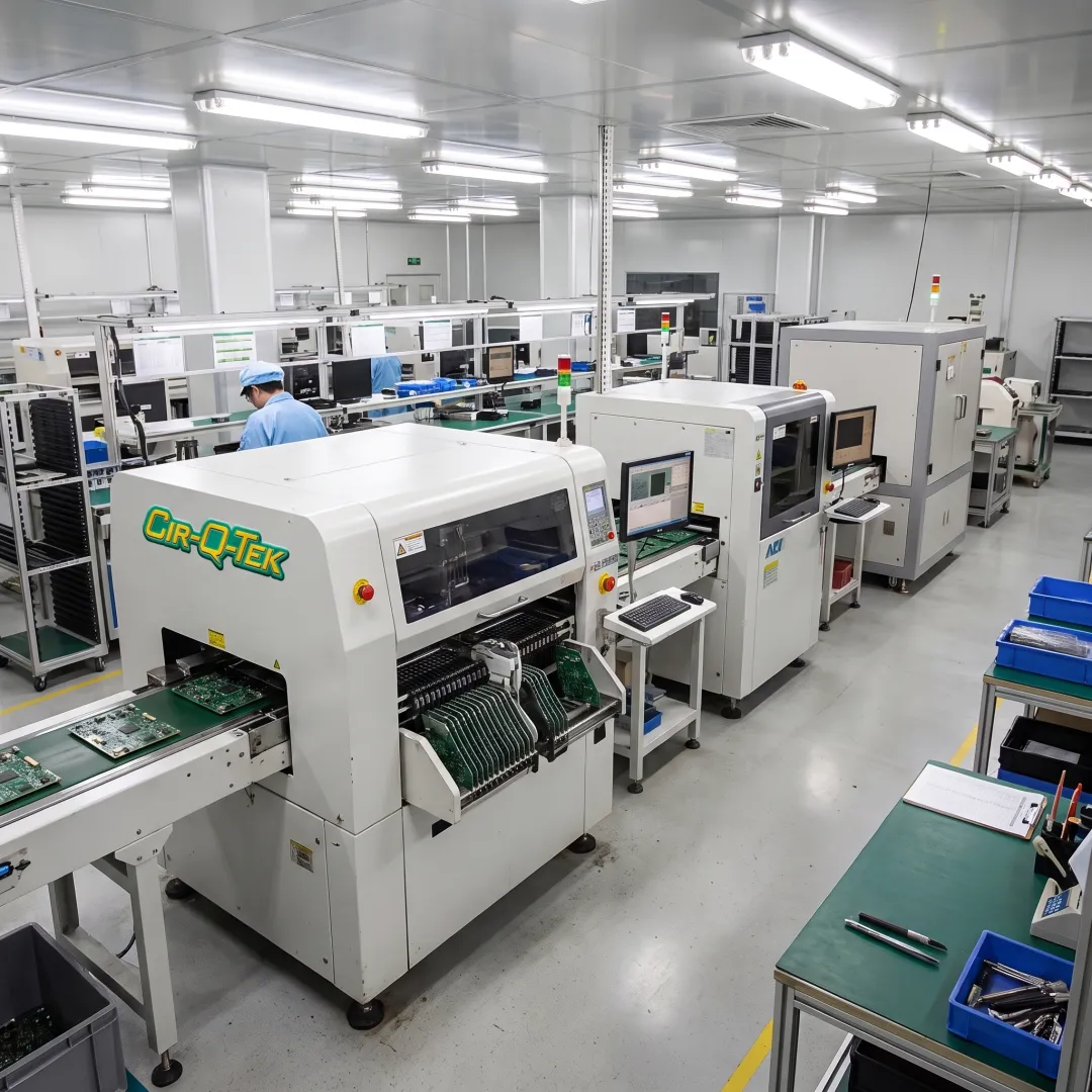 Automated PCB assembly line with inspection equipment