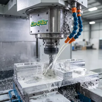 Precision CNC machine milling a metal component