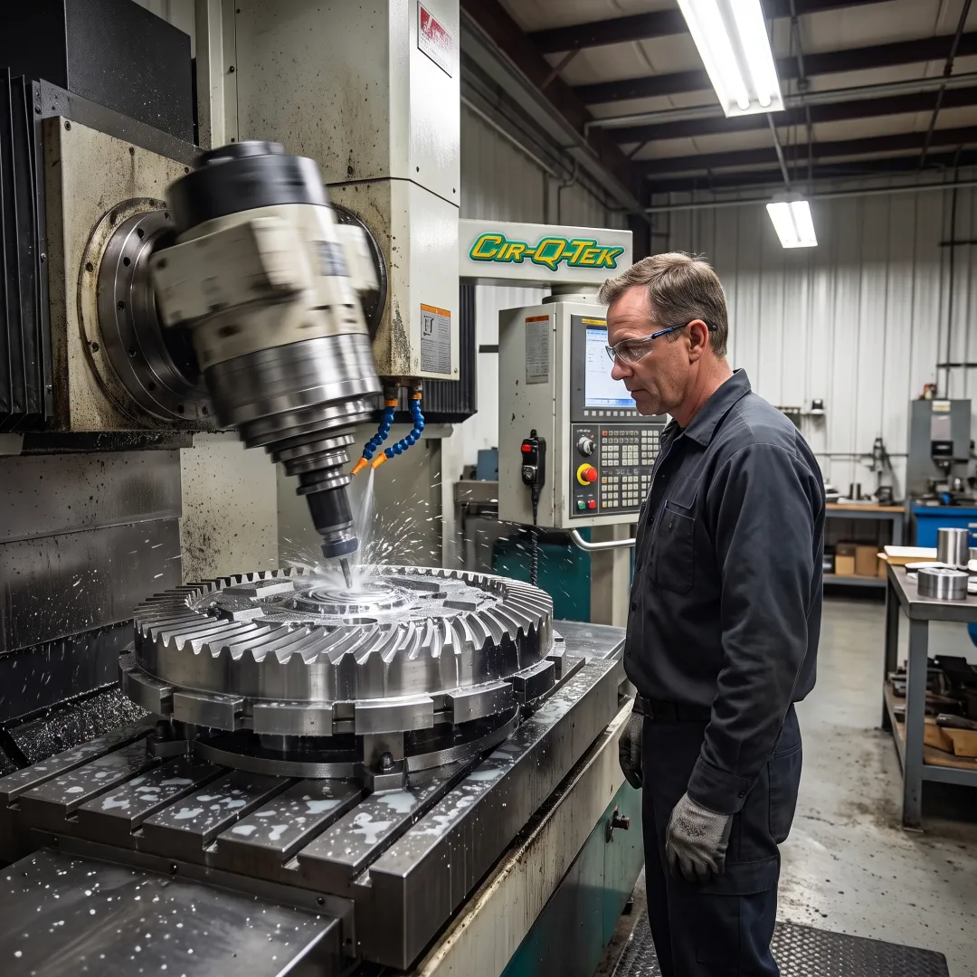 CNC machinist operating a multi-axis machine