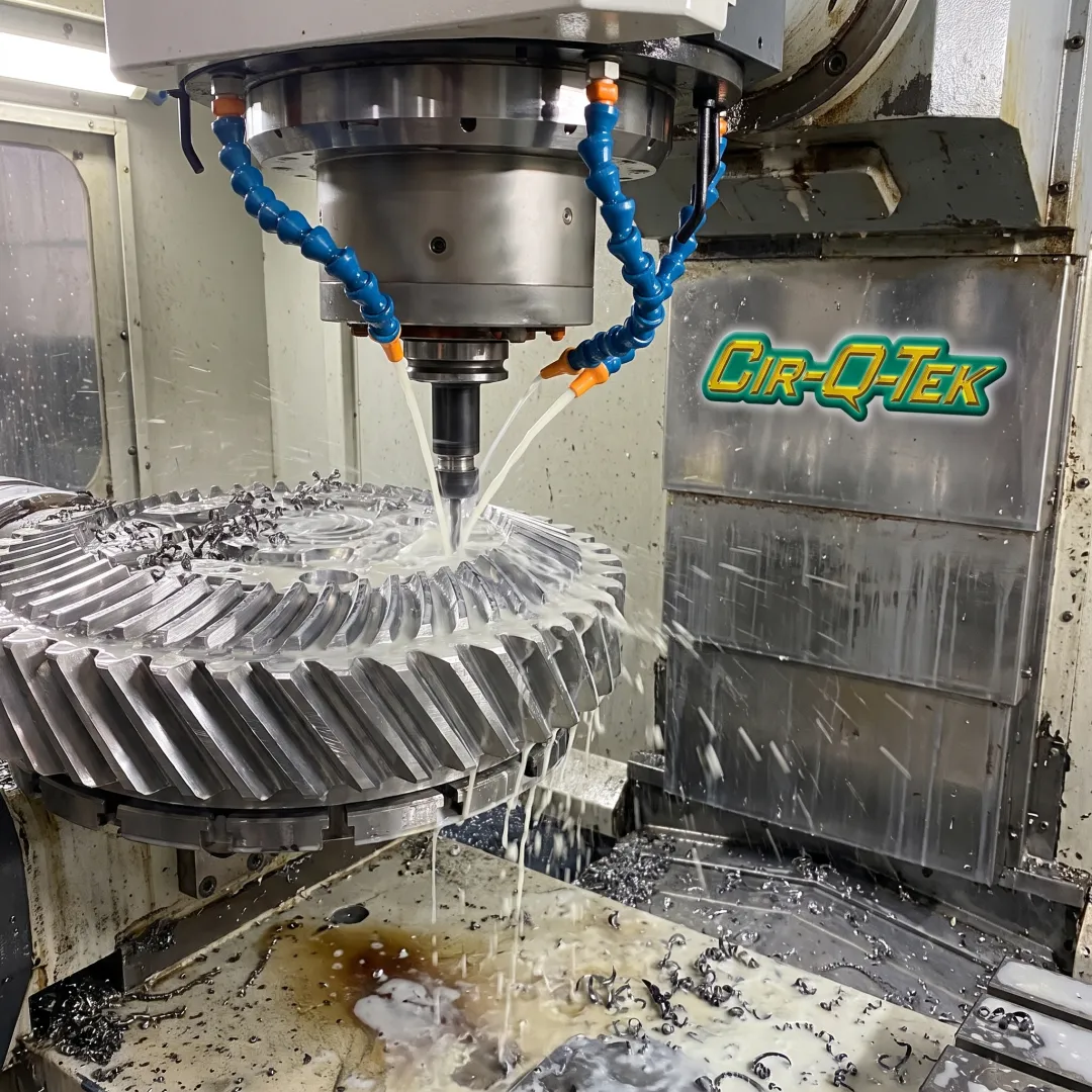 Precision CNC machine producing a metal component