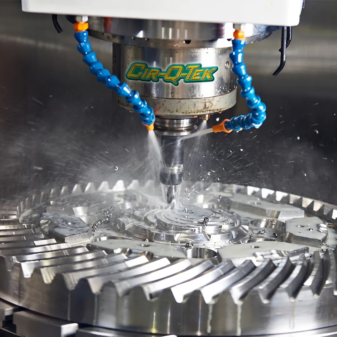 CNC machine cutting a complex metal part
