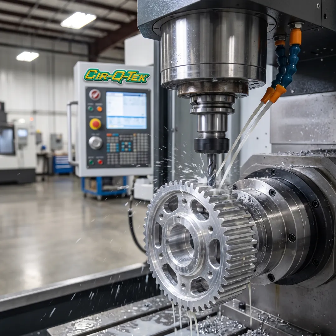 CNC machine producing a precision automotive component