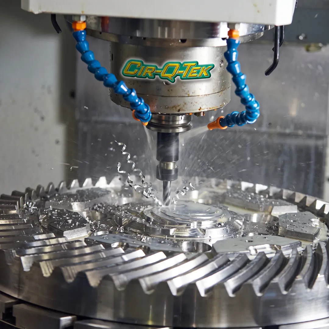Precision CNC machine producing a complex component