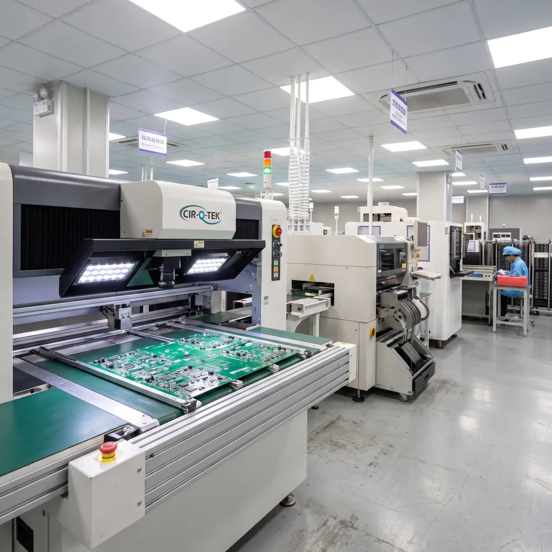 Medical electronics assembly undergoing automated inspection