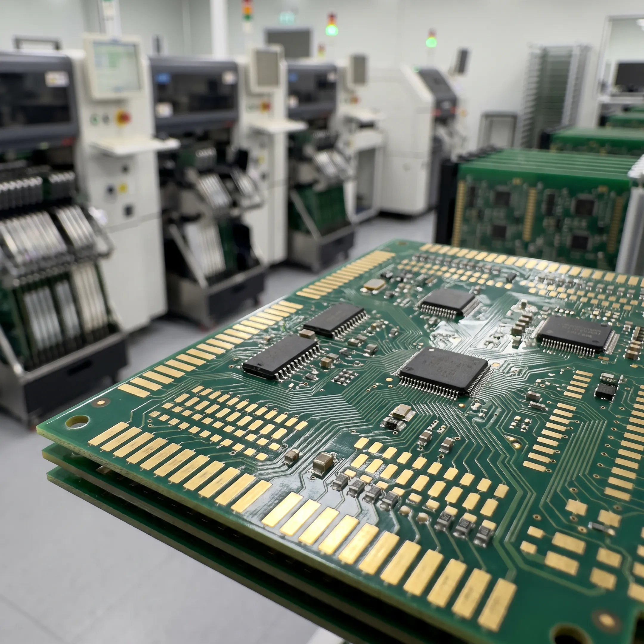 Close-up of a 16-layer printed circuit board