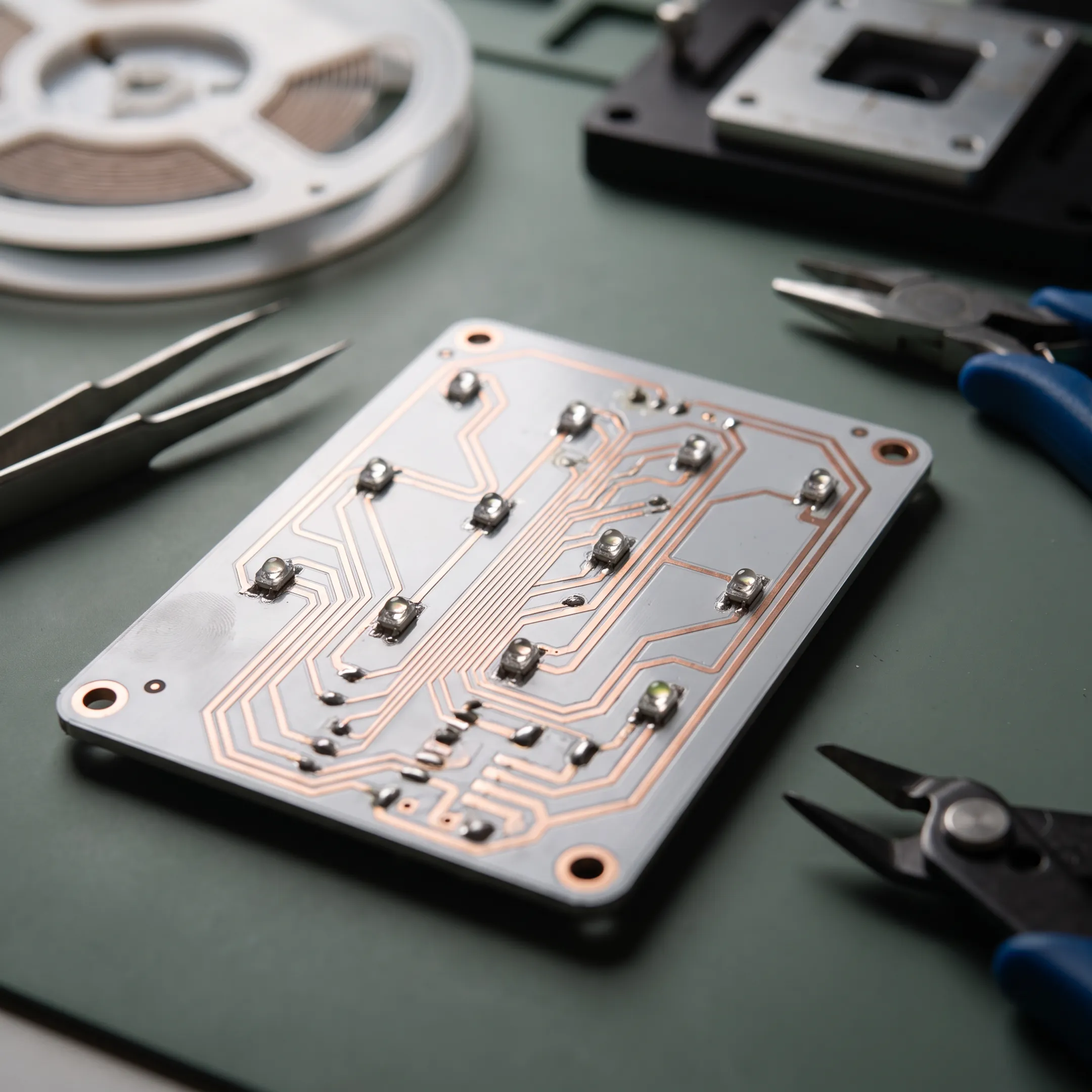 Aluminium PCB with electronic components