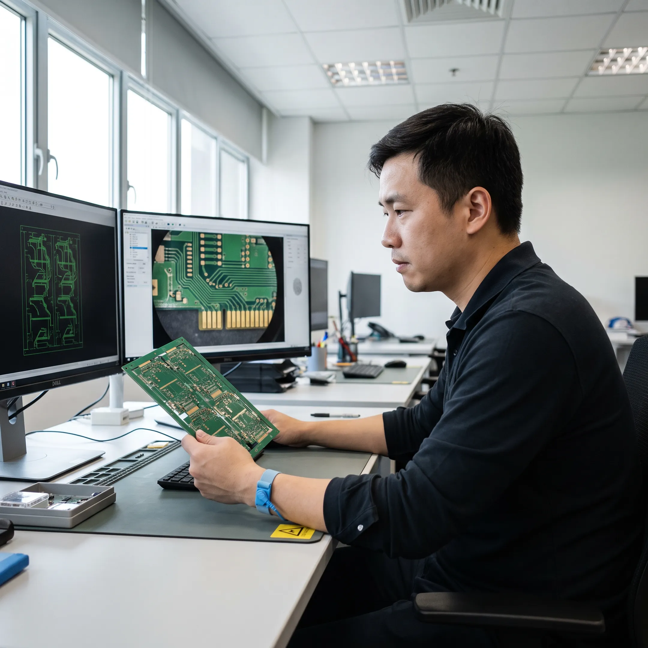 PCB specialist reviewing board fabrication files
