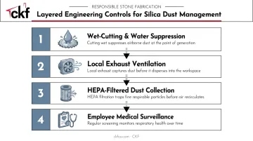 Four engineering controls for silica dust safety in stone fabrication shops
