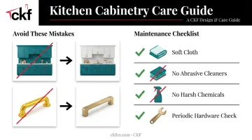 Teal cabinet and gold hardware styling mistakes and maintenance checklist