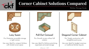 Corner cabinet blind spot solutions comparison lazy susan pull-out diagonal