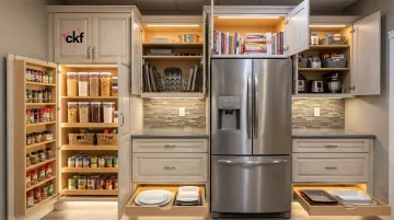 Full-height pantry pull-out cabinet maximizing vertical kitchen storage space